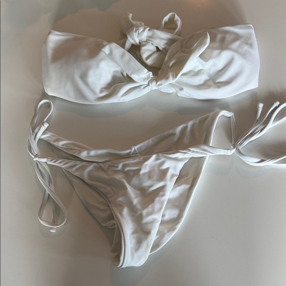 White strapless bikini set!